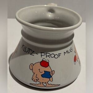 Vintage Klutz Proof Coffee Mug Schneider Cartoon Spill Russ Berrie Cup